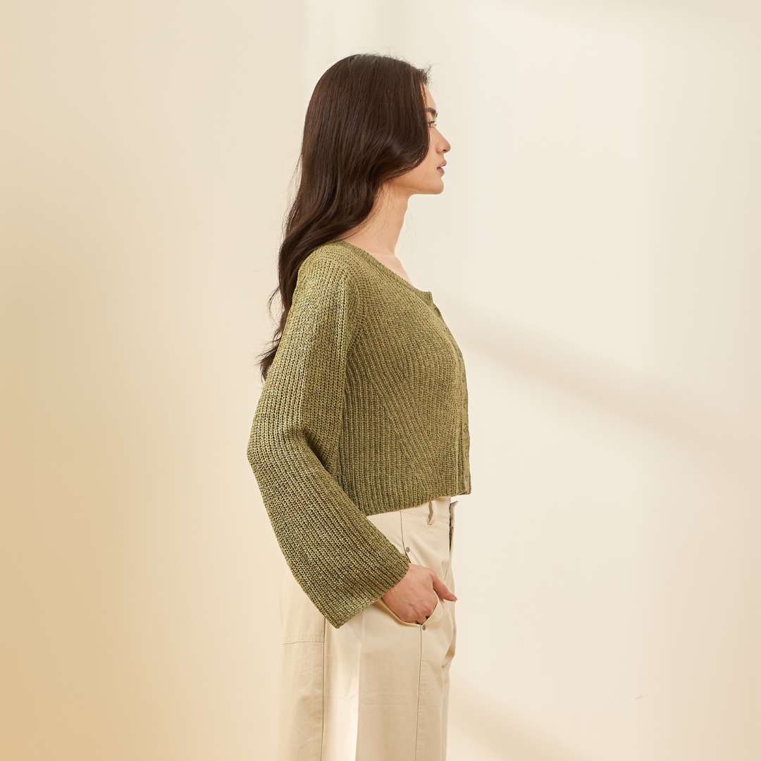 avocado - Promise Knit Cardigan เสื้อคาร์ดิแกนทรงครอปถักโครเชต์ ผ้าบาง ใส่สบาย