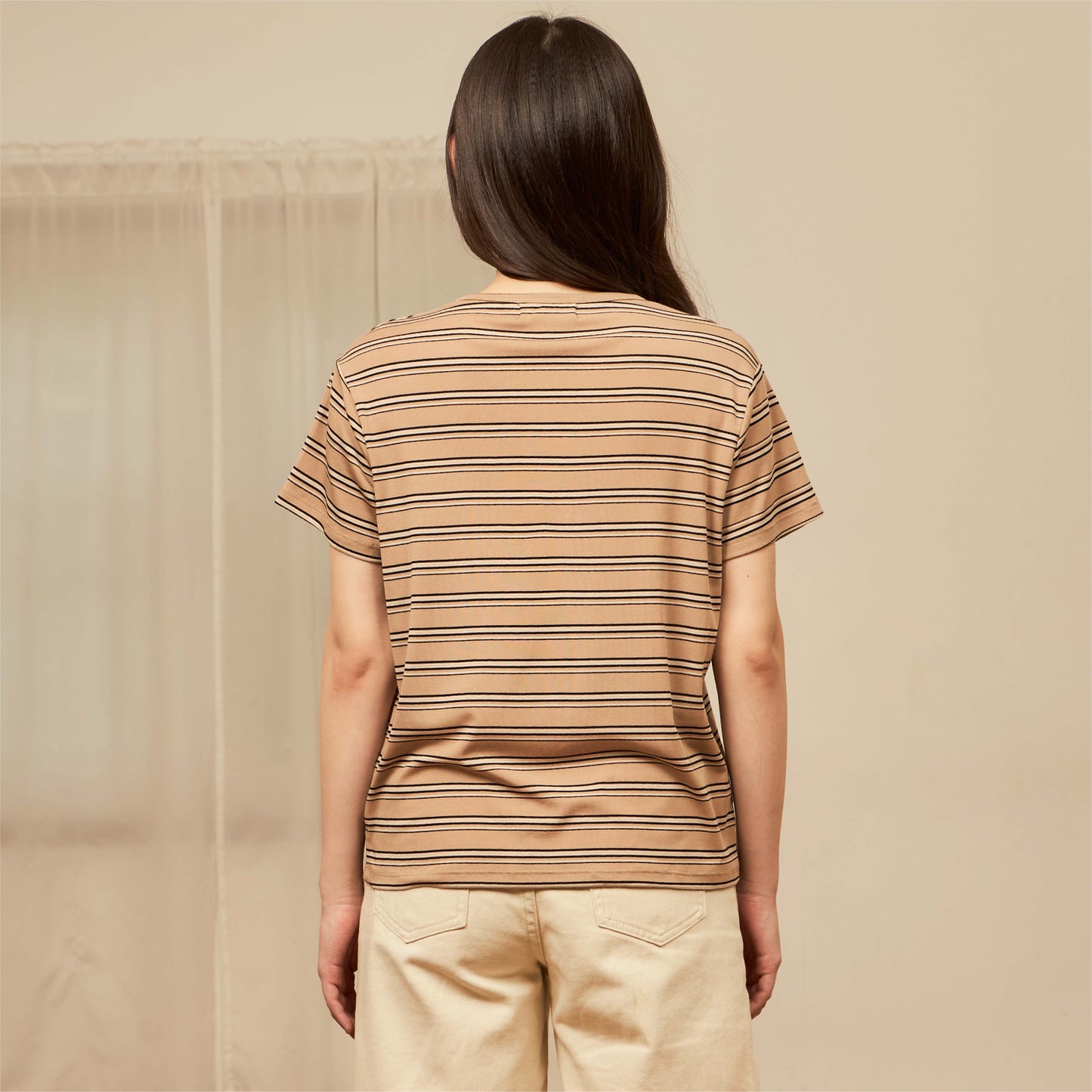 avocado - akita line tee เสื้อยืดลายทางผ้า Spandex นุ่มเด้ง ใส่สบาย I มีไซส์อก 40" และ 44"