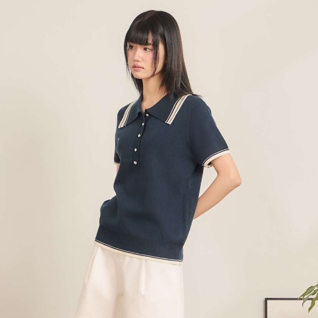 avocado - Sister Knit Polo เสื้อไหมพรมแขนสั้น เรียบง่ายแต่มีดีเทล ผ้านุ่ม