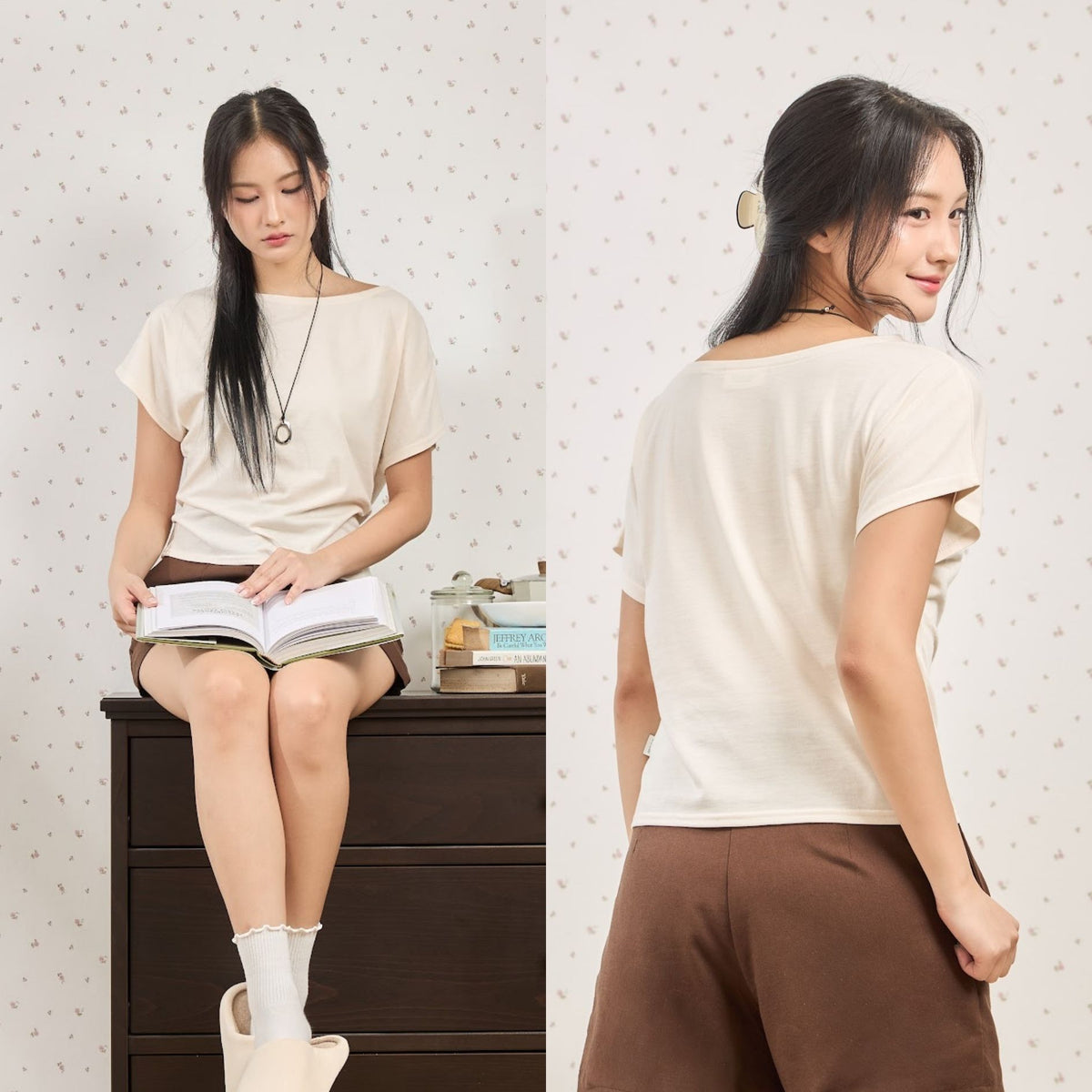 avocado - Aster top เสื้อยืดเบสิค ทรงคอปาด ดีไซน์เก็บเอวเข้า แมตช์ง่าย I มี 2 ไซส์