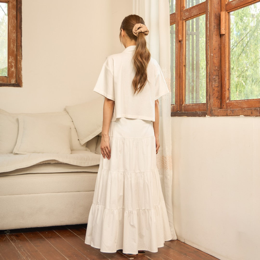 avocado - Clayey Shirt เสื้อเชิ้ตแขนสั้นลินินผสม ทรงหลวม ใส่สบาย