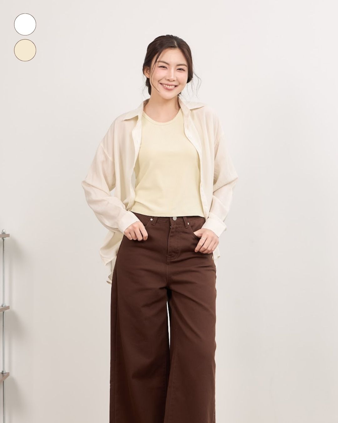avocado - Mochi slim shirt เสื้อเชิ้ตทรง Slim Shirt เข้ารูป ผ้าเบาๆ โปร่งๆ