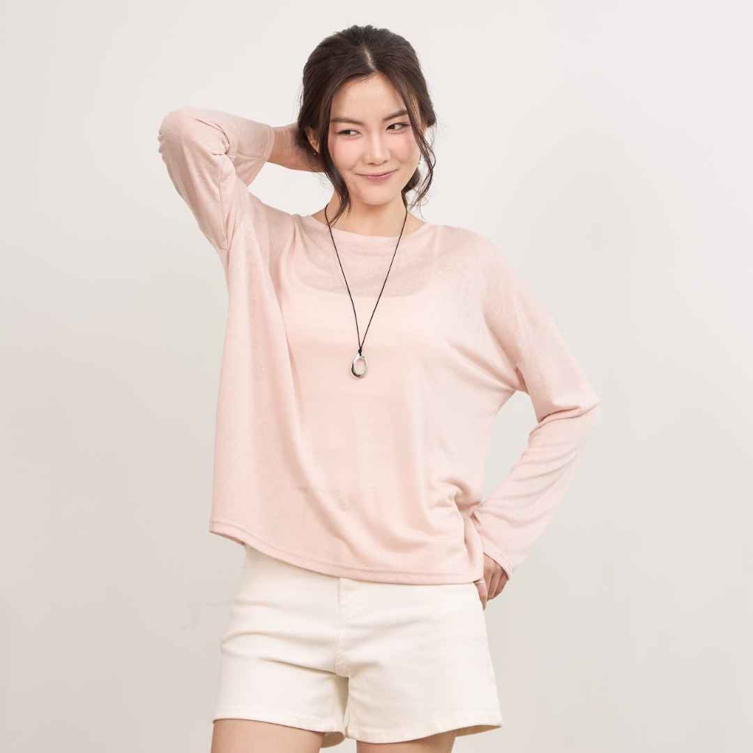 avocado - Megan long sleeve tops เสื้อแขนยาวทรงโอเวอร์ไซส์สีพื้น เนื้อผ้าบางเบา