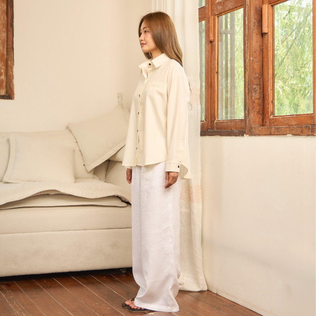 avocado - Kilny Oversize Shirt เสื้อเชิ้ตแขนยาวลินินผสม ใส่สบาย เนื้อผ้าเบา ๆ