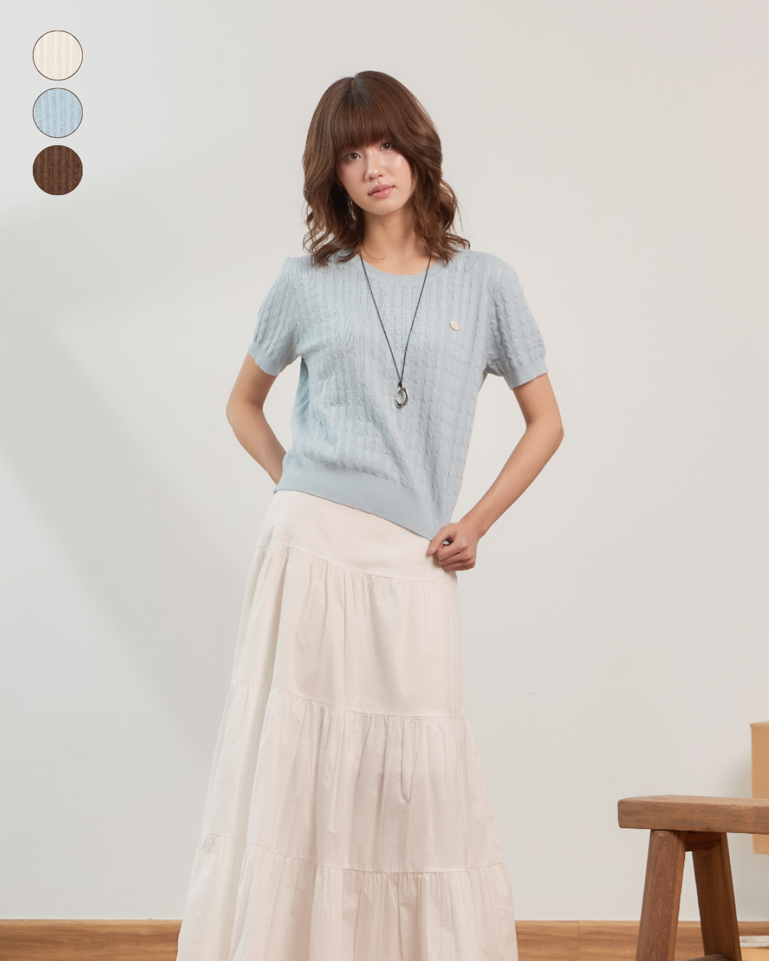 avocado - Che rie knit top เสื้อไหมพรมลายเปีย ผ้านุ่ม มี 2 ไซส์