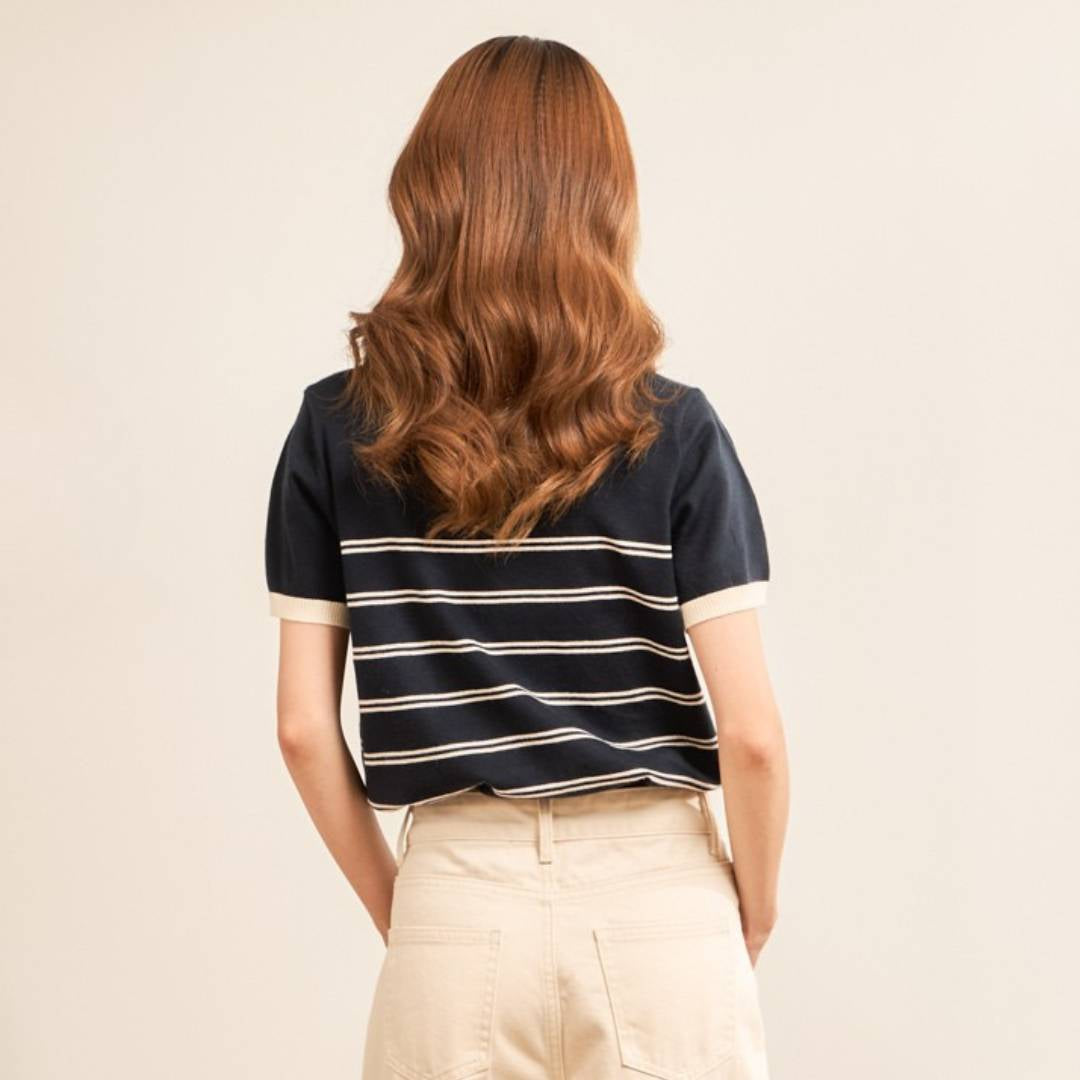 avocado - Ease-ful Polo Top เสื้อโปโลลายทางคอปกทูโทน เบสิค แมตช์ง่าย