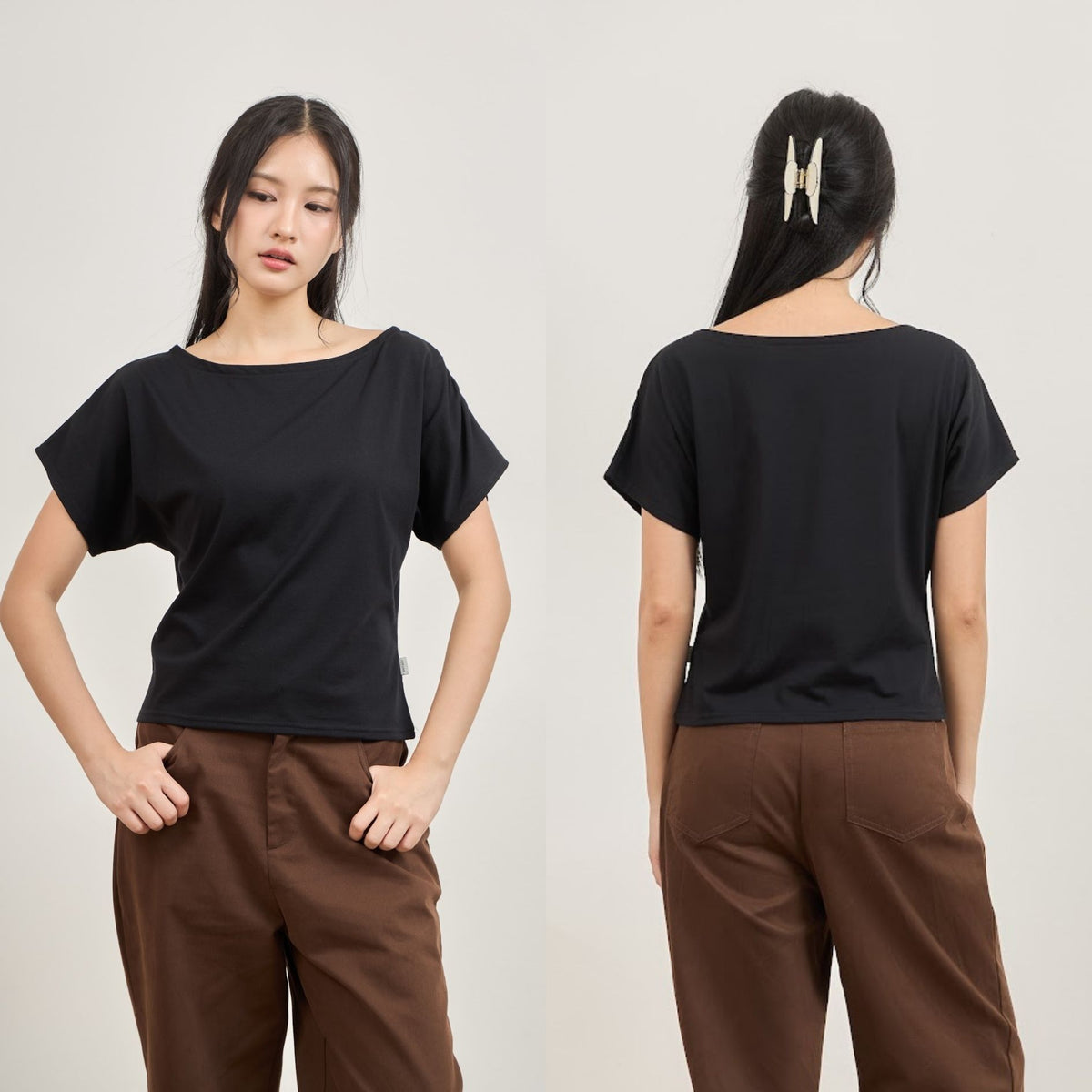avocado - Aster top เสื้อยืดเบสิค ทรงคอปาด ดีไซน์เก็บเอวเข้า แมตช์ง่าย I มี 2 ไซส์
