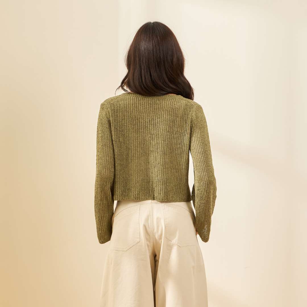 avocado - Promise Knit Cardigan เสื้อคาร์ดิแกนทรงครอปถักโครเชต์ ผ้าบาง ใส่สบาย