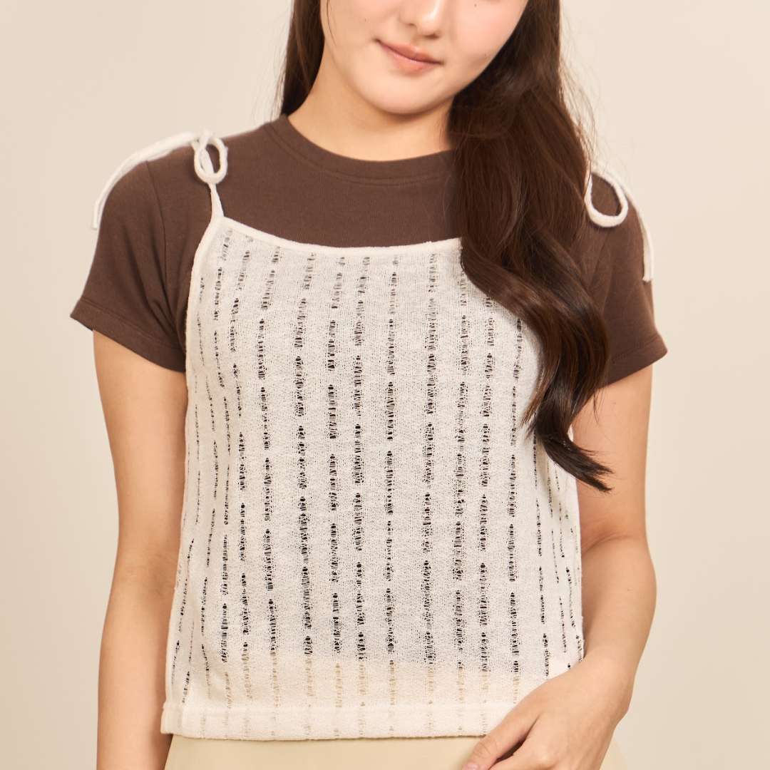 avocado - Floria Singlet Top เสื้อสายเดี่ยวผ้าฉลุผูกโบว์