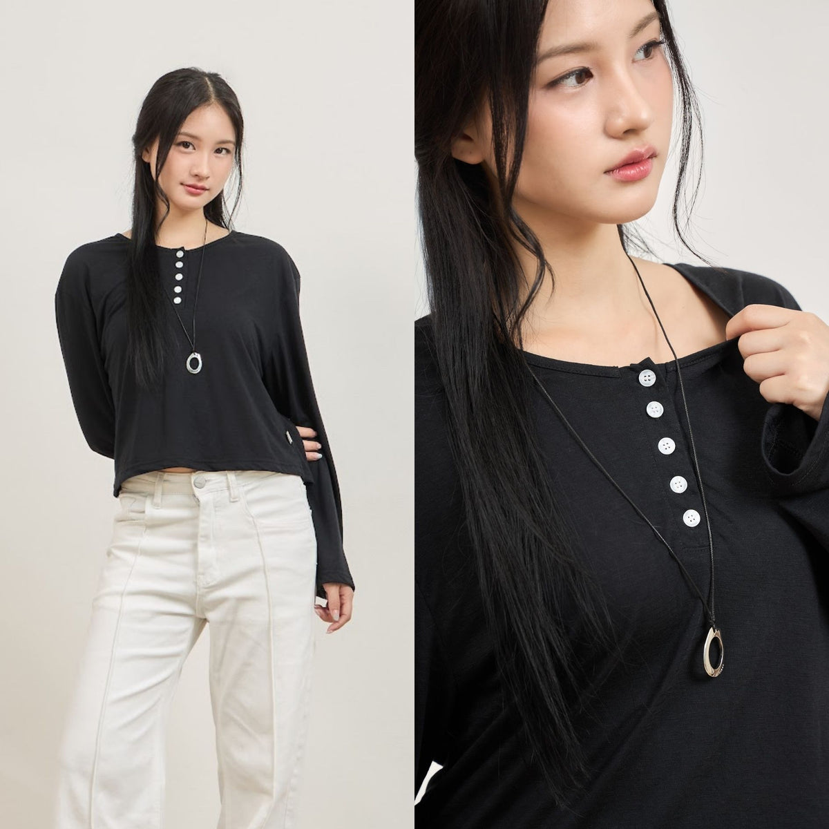 avocado - Air rin Top เสื้อแขนยาวแต่งกระดุมหน้า เนื้อผ้าใส่สบาย แมตช์ง่าย