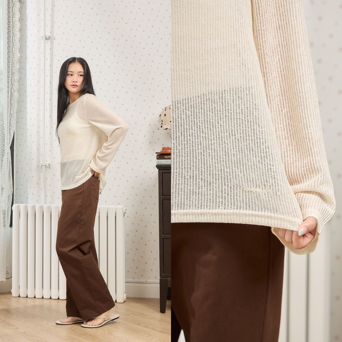 avocado - Corin Top เสื้อแขนยาวเนื้อผ้าซีทรู บางเบา ดีไซน์กระดุมผ่าหลัง