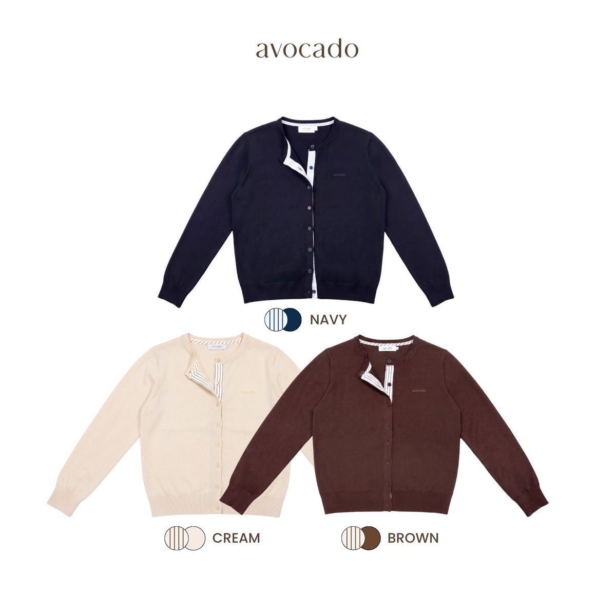 avocado - Geni Knit Cardigan เสื้อคาร์ดิแกน แต่งขอบสาบกระดุมลายทาง I มี 3 ไซส์