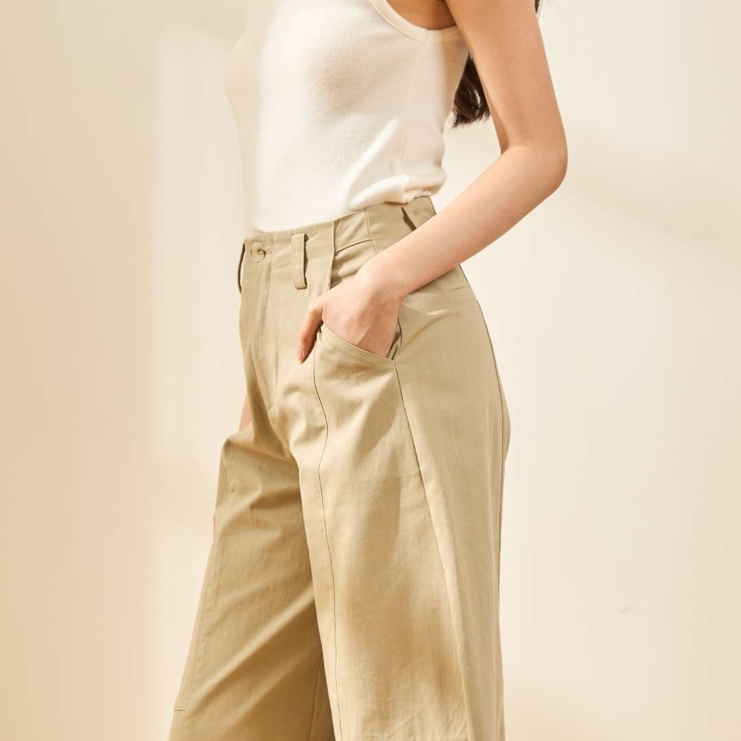 avocado - Essence Trousers กางเกงทรงบาเรล เนื้อผ้า Cotton 100%