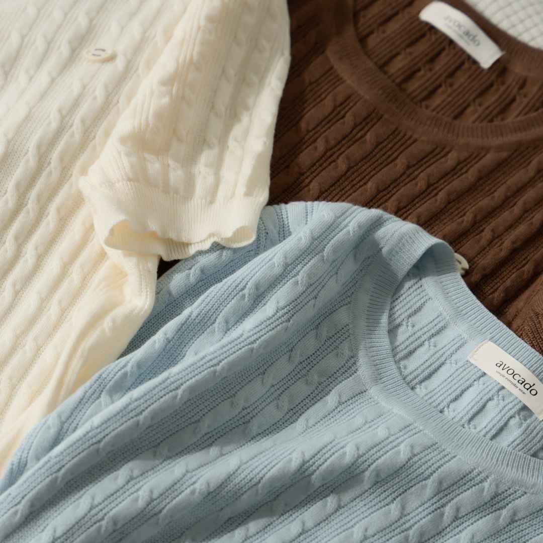 avocado - Che rie knit top เสื้อไหมพรมลายเปีย ผ้านุ่ม มี 2 ไซส์