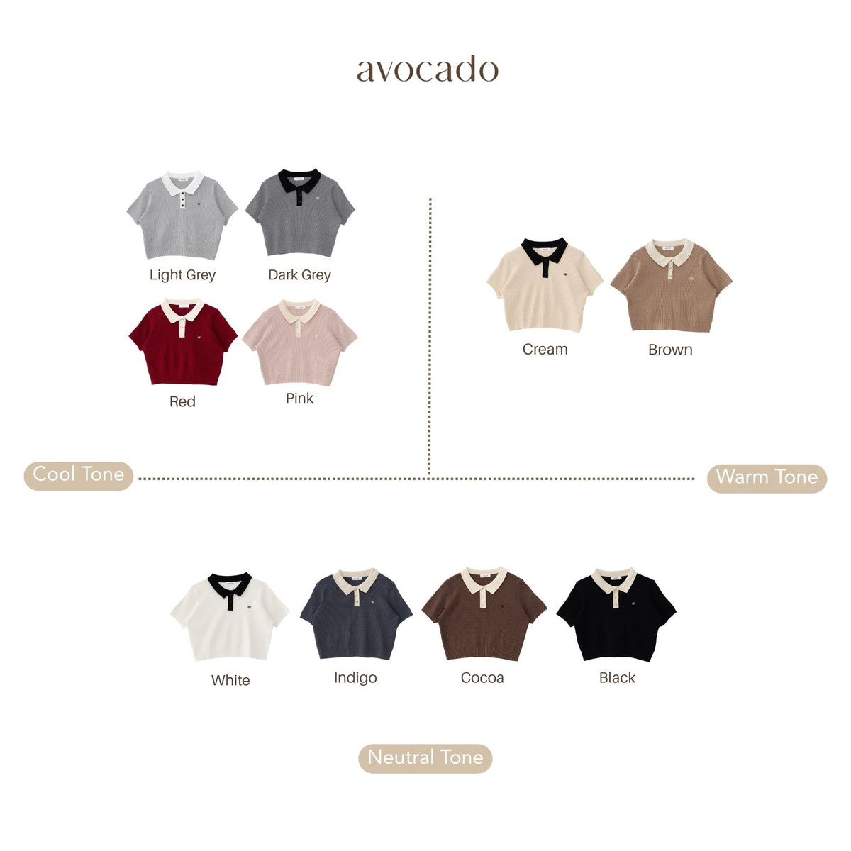 avocado - Shadow Shade Polo Tops เสื้อโปโลทรงครอป ยืดได้เยอะ ไม่ต้องรีด