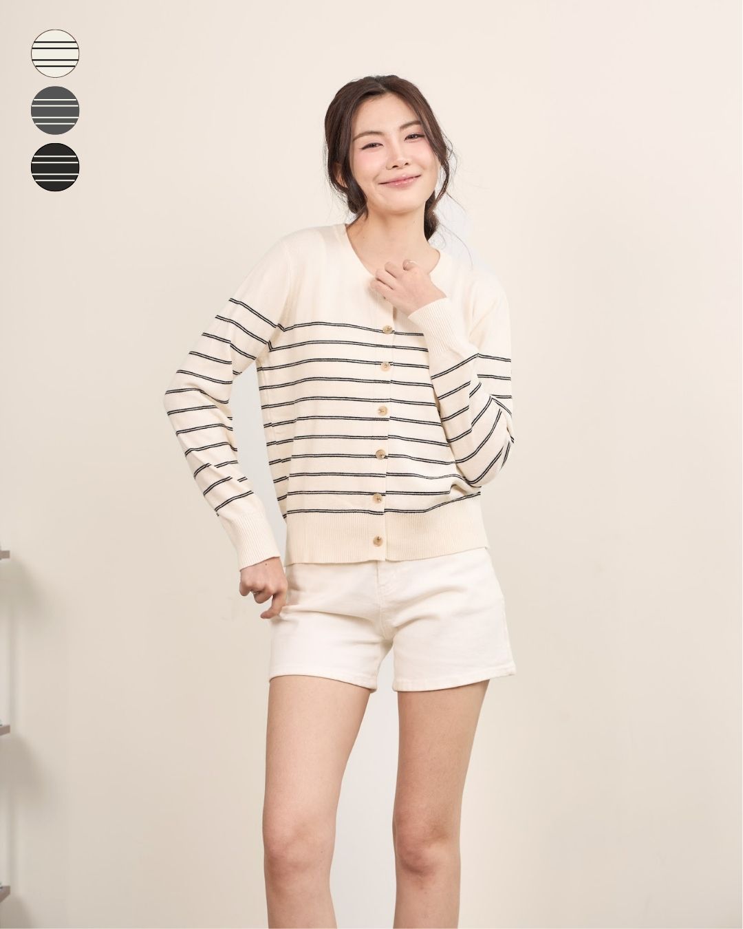 avocado - Nina line cardigan คาร์ดิแกนลายทาง เนื้อผ้าไหมพรม