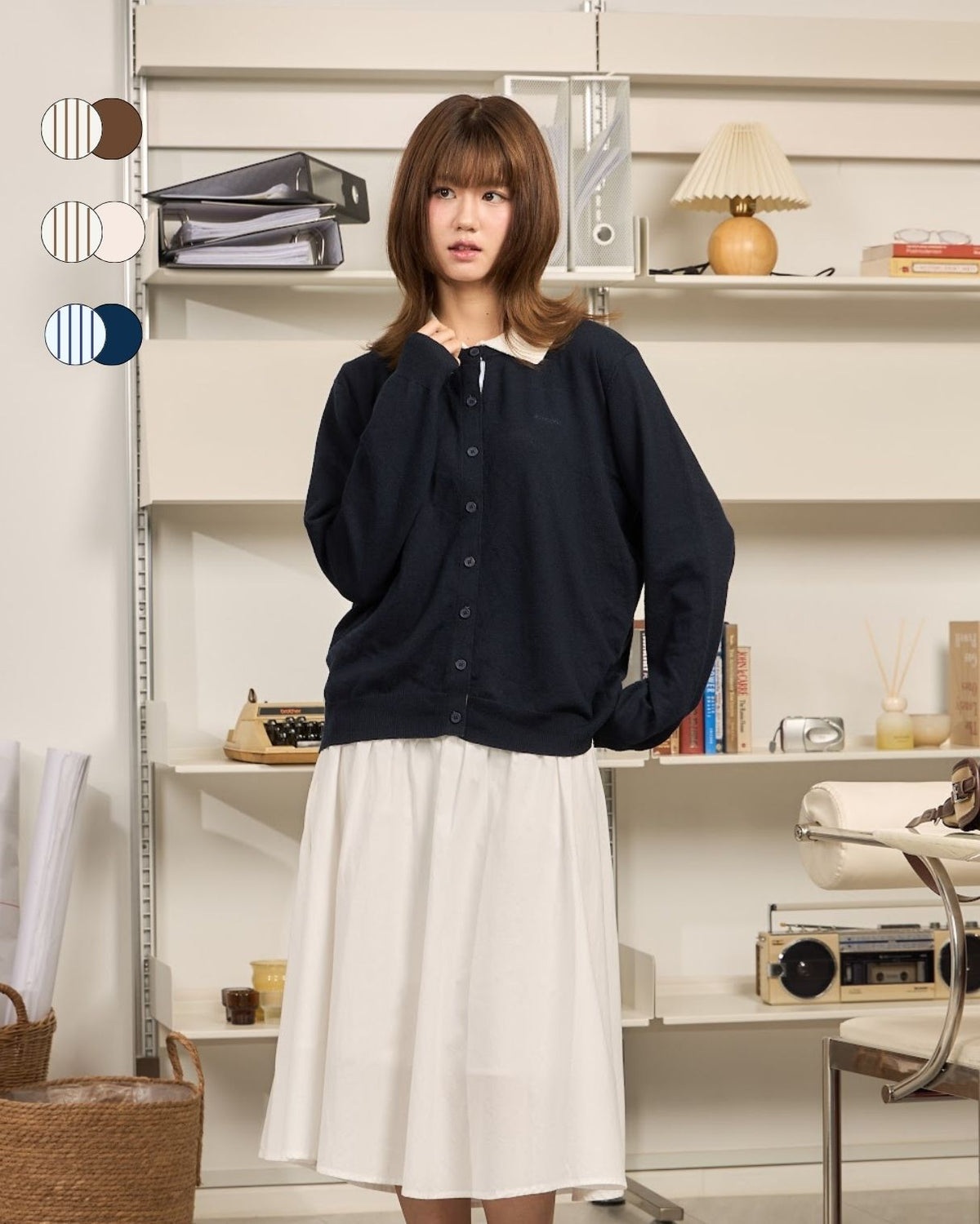 avocado - Geni Knit Cardigan เสื้อคาร์ดิแกน แต่งขอบสาบกระดุมลายทาง I มี 3 ไซส์