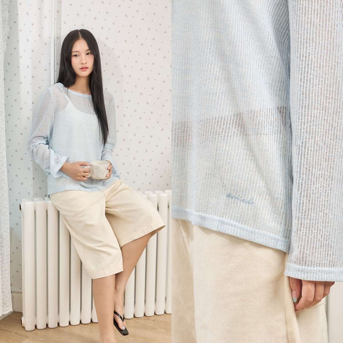 avocado - Corin Top เสื้อแขนยาวเนื้อผ้าซีทรู บางเบา ดีไซน์กระดุมผ่าหลัง