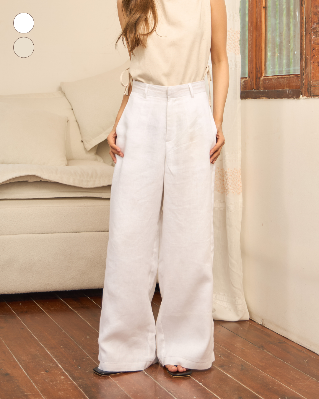 avocado - Humble Trousers กางเกงขายาวเนื้อผ้าลินินผสม ทรงกระบอกตรง