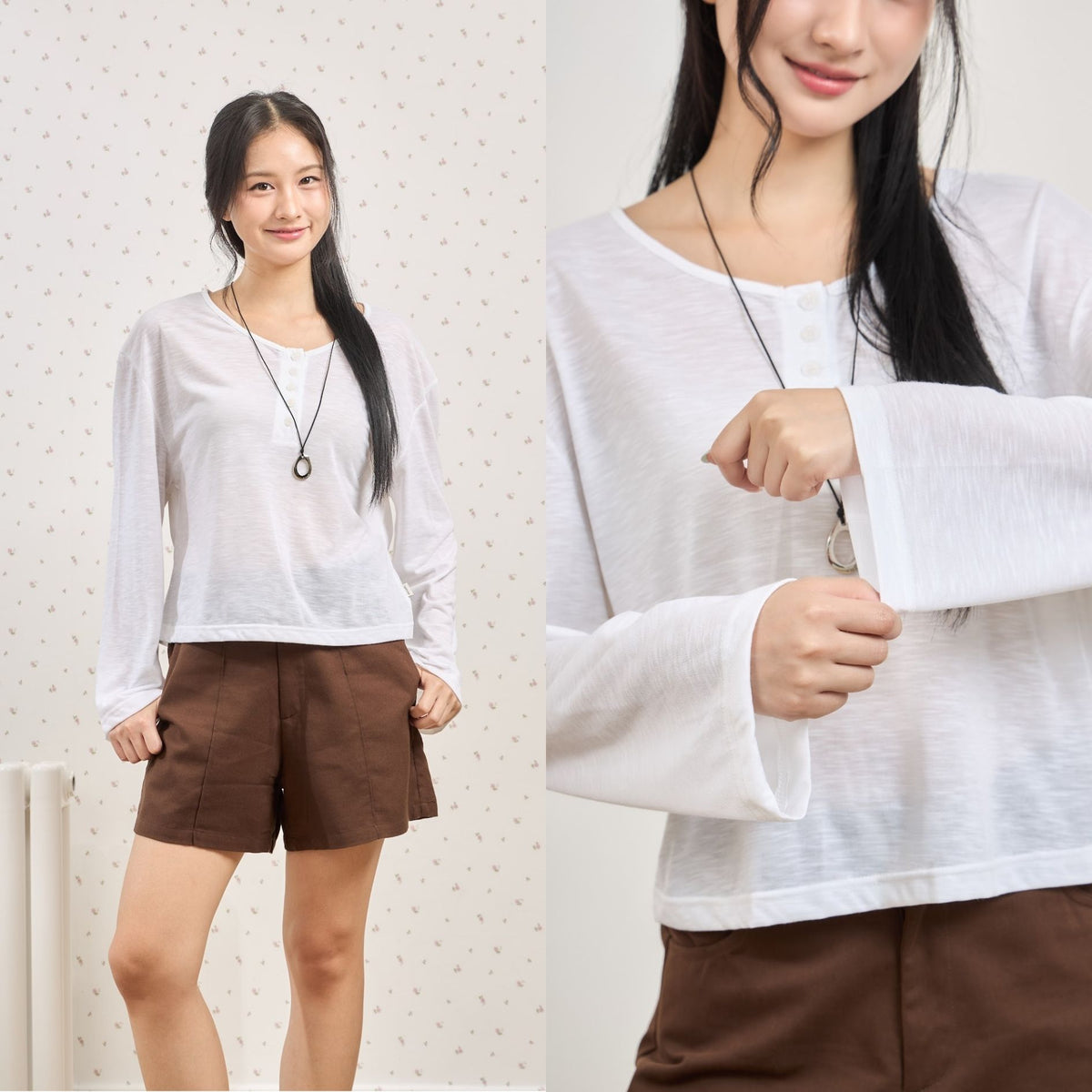 avocado - Air rin Top เสื้อแขนยาวแต่งกระดุมหน้า เนื้อผ้าใส่สบาย แมตช์ง่าย