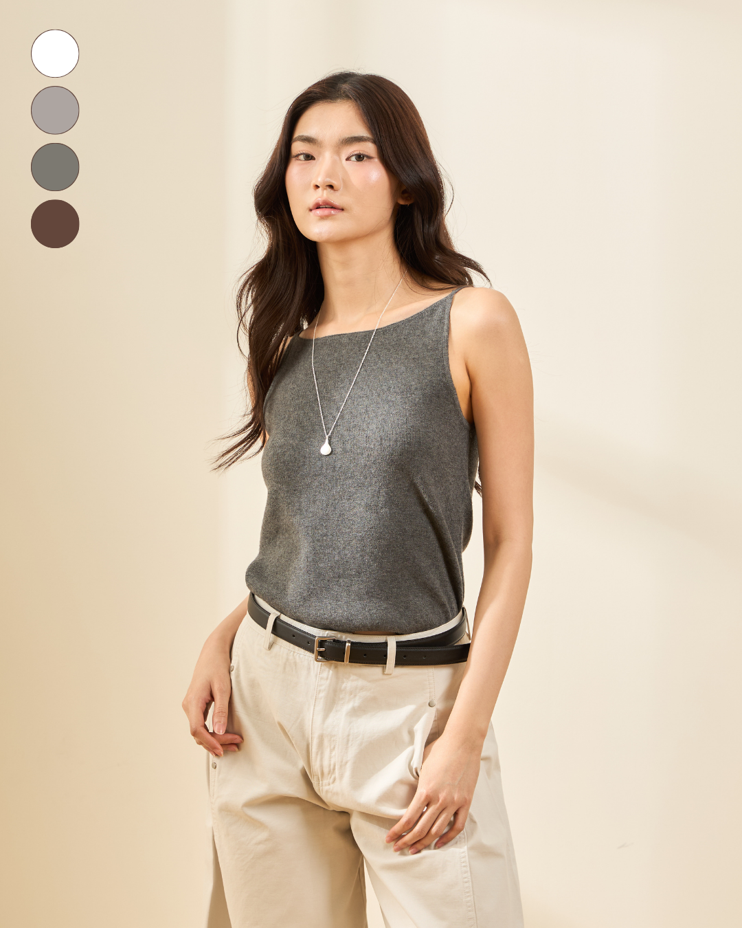 avocado - Cosmos Knit Camisole สายเดี่ยวคอปาด ดีไซน์เรียบง่าย ใส่ได้ทุกวัน