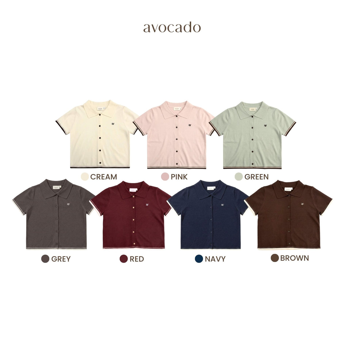 avocado - Airy-ann Crop Polo เสื้อโปโลครอปทูโทน
