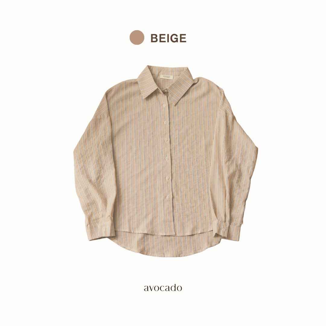 avocado - Cubi Line Shirt เสื้อเชิ้ตลายทางทรง Oversize เนื้อผ้าบางเบา