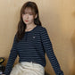 avocado - Chiko Line Tops เสื้อแขนยาวไหมพรมลายทาง