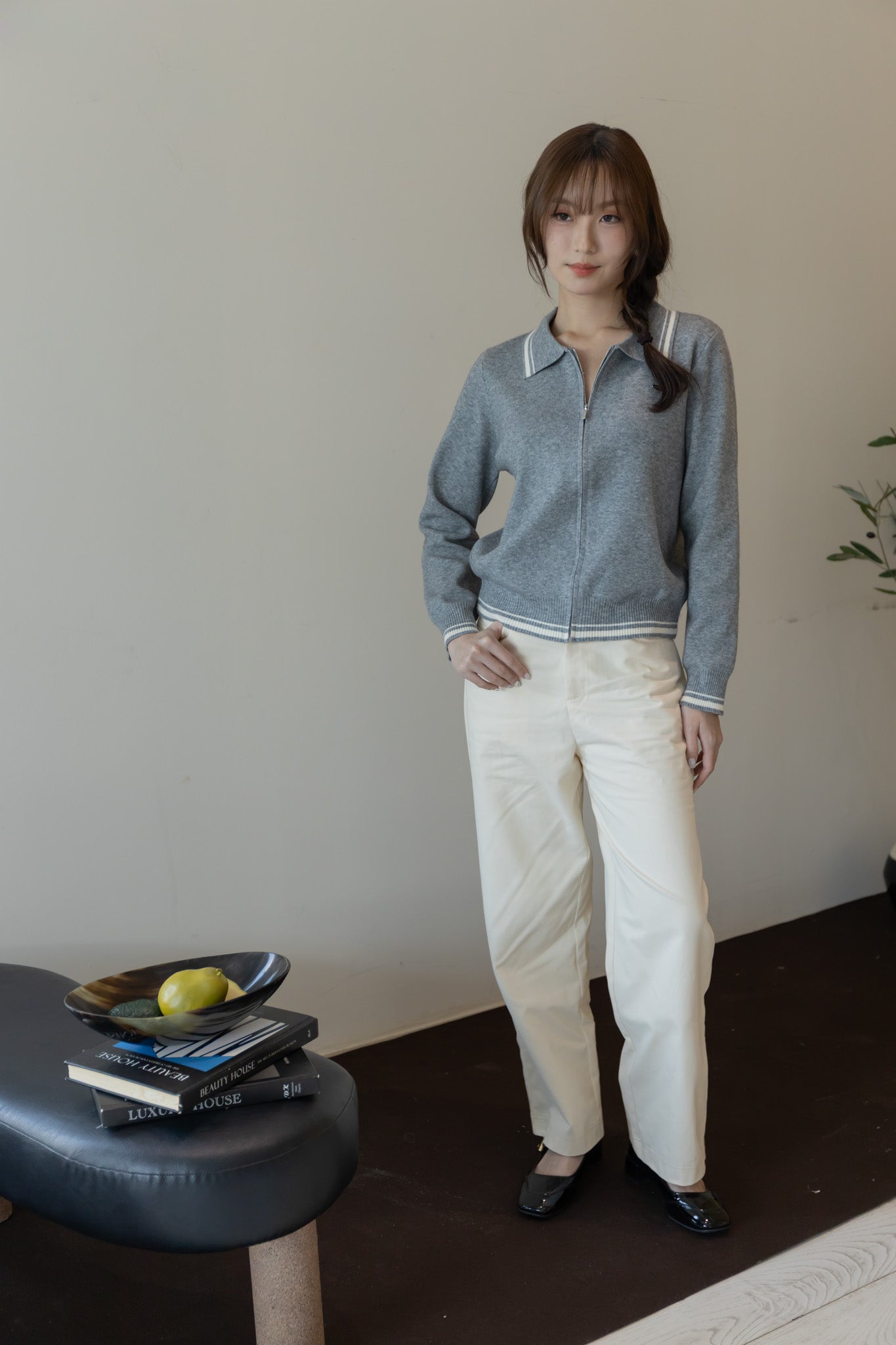 avocado - Bistro Pants กางเกงผ้า Cotton ทรงกระบอกกลาง