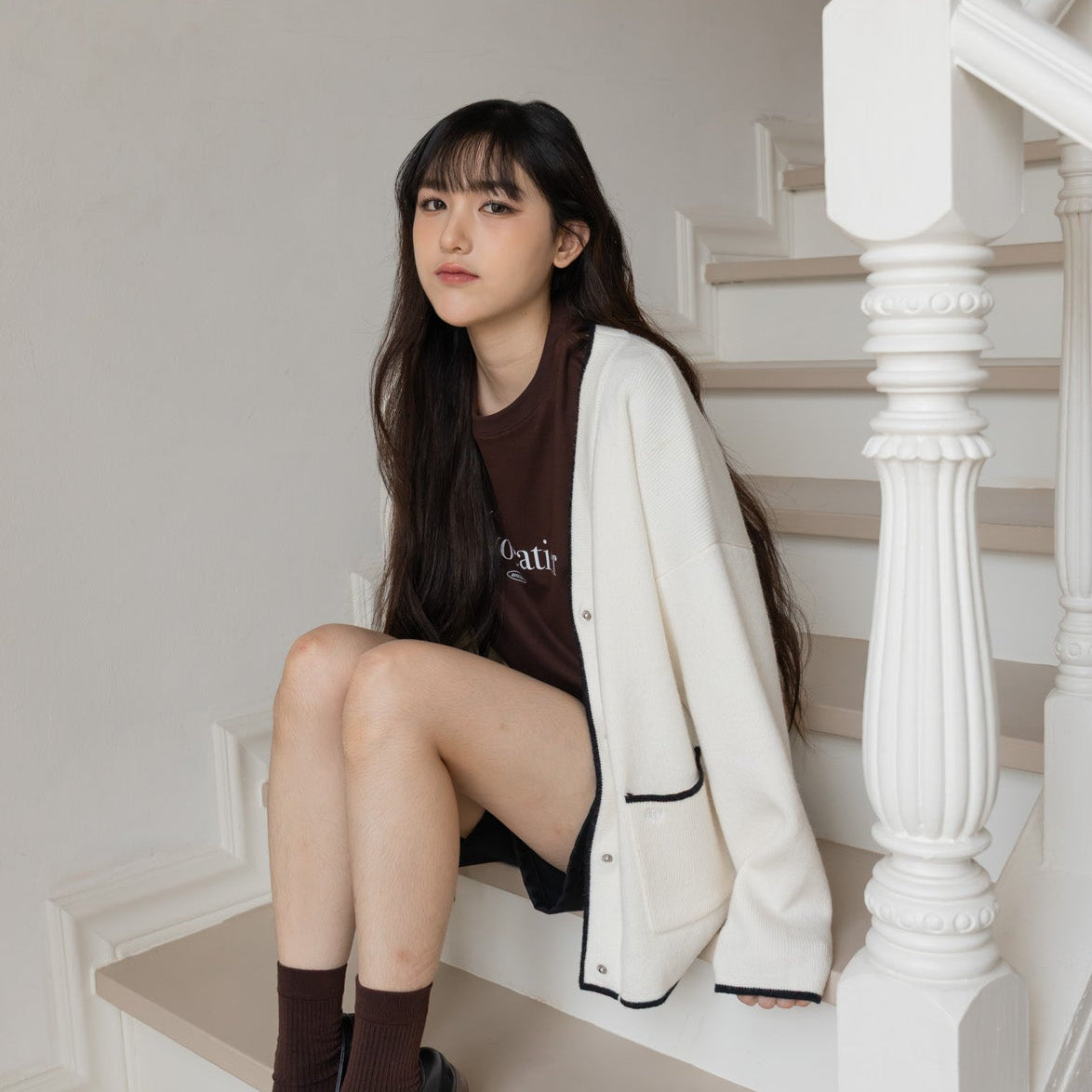 avocado - Vivié Knit Cardigan คาร์ดิแกนแต่งขอบทูโทน