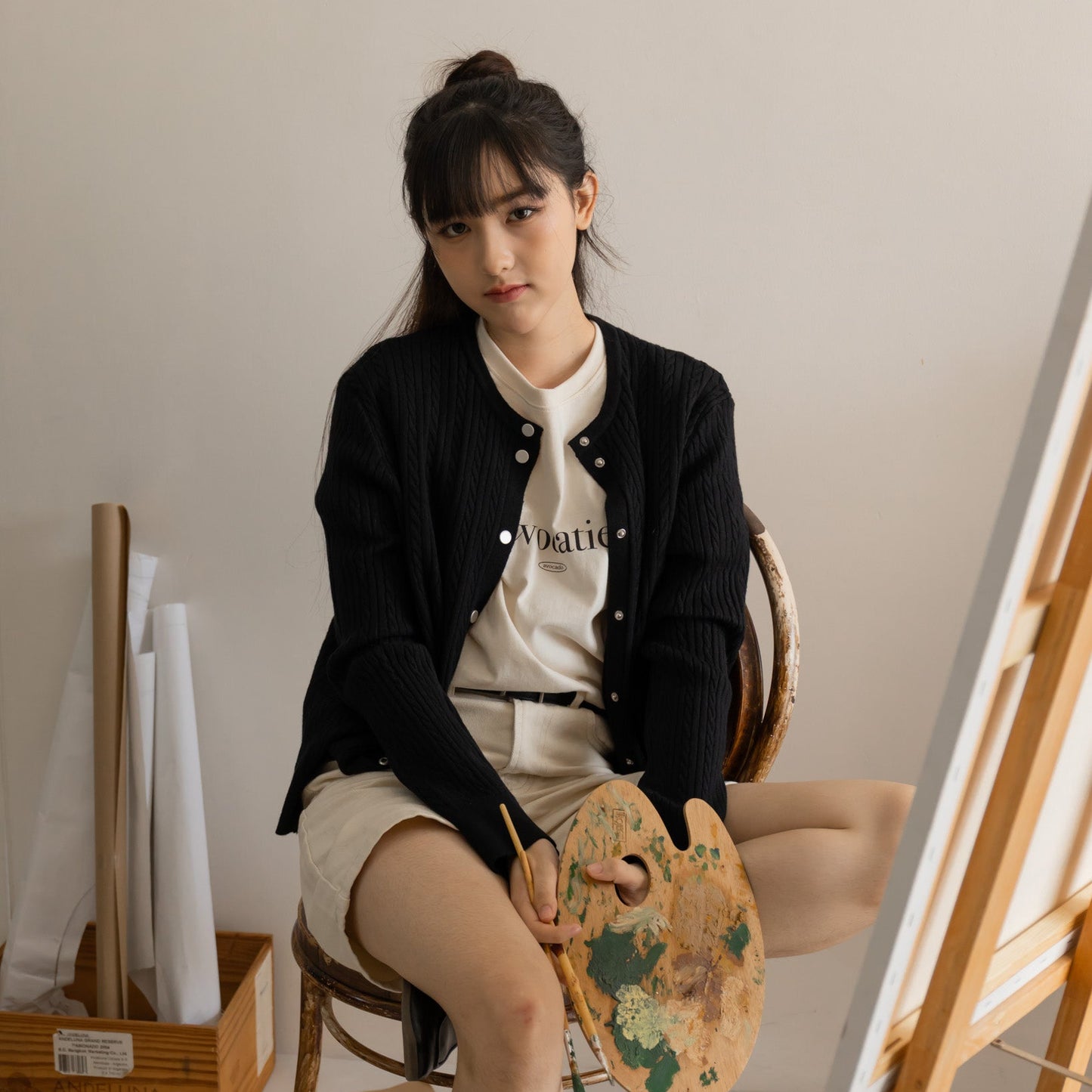 avocado - Elio Knit Cardigan เสื้อคาร์ดิแกนไหมพรม แต่งดีเทลกระดุมเหล็ก