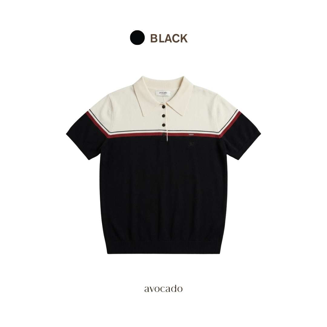avocado -  Lira Knit Polo เสื้อโปโลคอกระดุมทูโทน