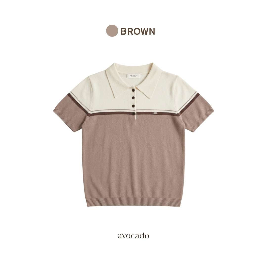 avocado -  Lira Knit Polo เสื้อโปโลคอกระดุมทูโทน