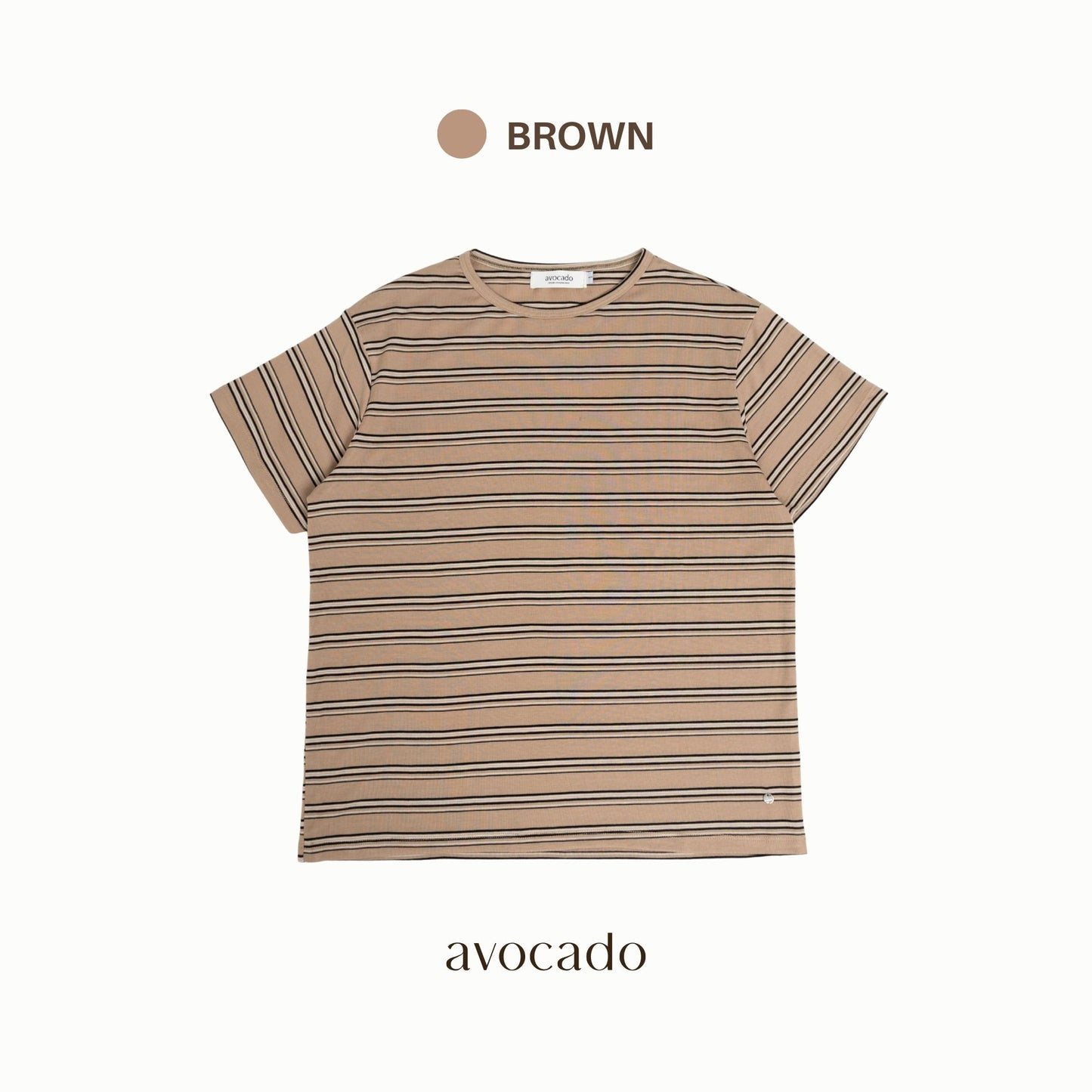avocado - akita line tee เสื้อยืดลายทางผ้า Spandex นุ่มเด้ง ใส่สบาย I มีไซส์อก 40" และ 44"