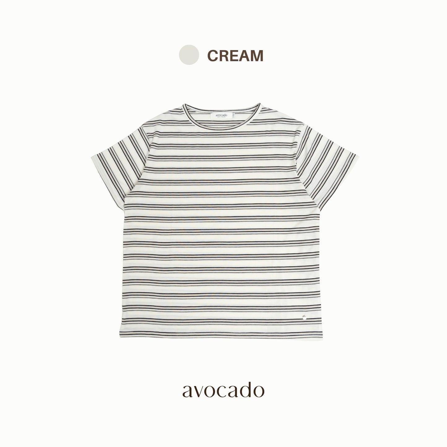 avocado - akita line tee เสื้อยืดลายทางผ้า Spandex นุ่มเด้ง ใส่สบาย I มีไซส์อก 40" และ 44"