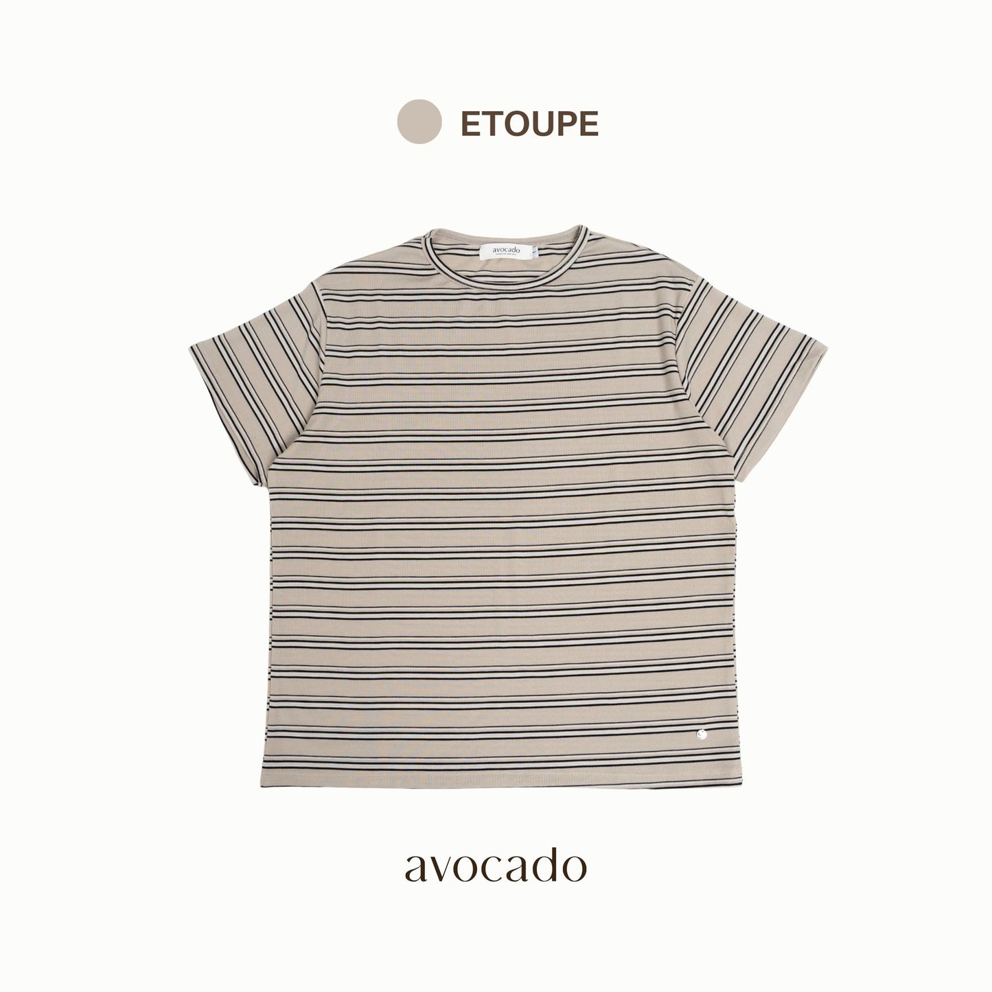 avocado - akita line tee เสื้อยืดลายทางผ้า Spandex นุ่มเด้ง ใส่สบาย I มีไซส์อก 40" และ 44"