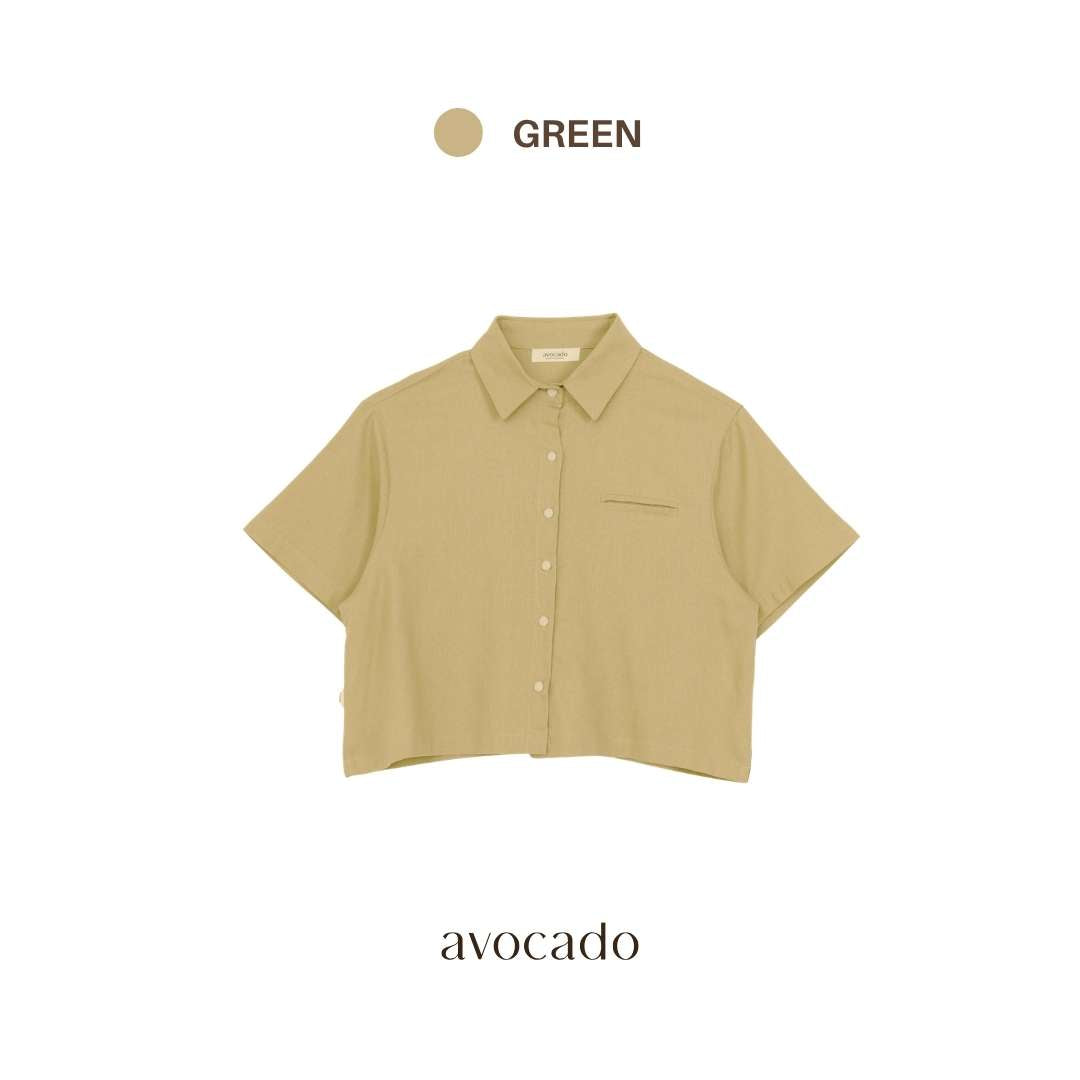 avocado - Clayey Shirt เสื้อเชิ้ตแขนสั้นลินินผสม ทรงหลวม ใส่สบาย