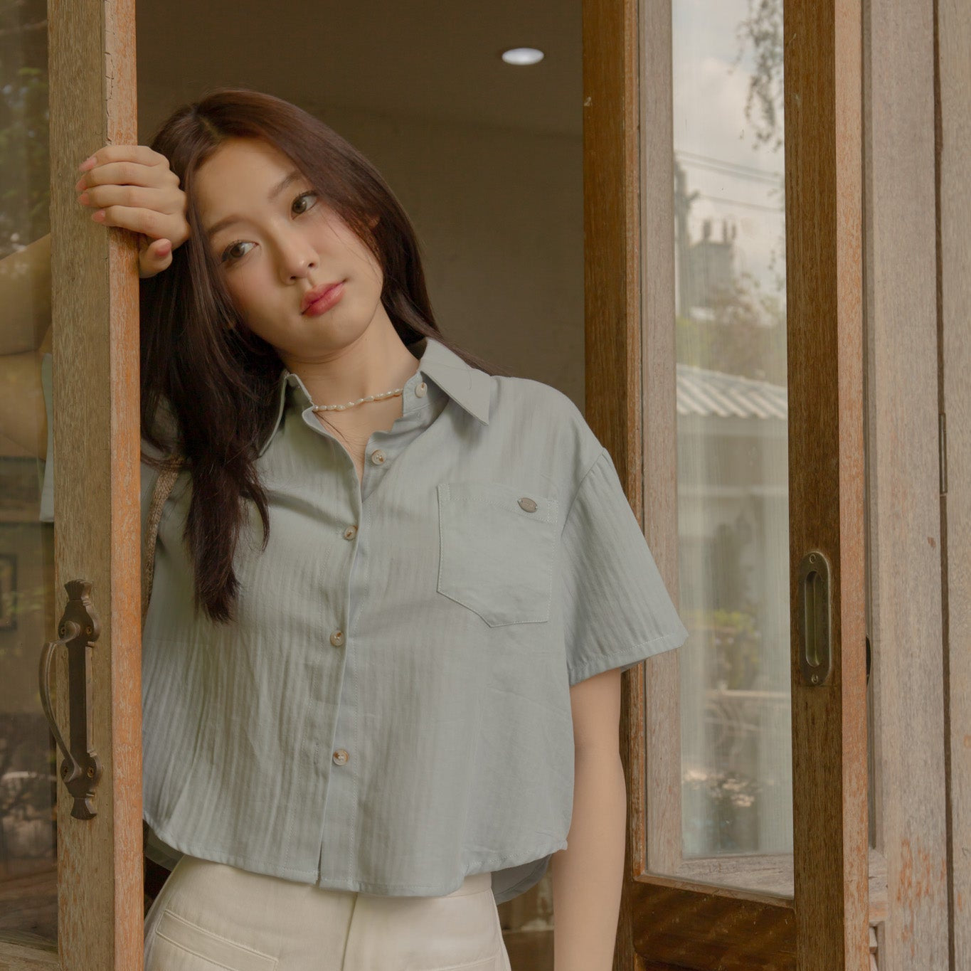 avocado - Kiddie Shirt เสื้อเชิ้ตครอป ผ้า cotton 100%