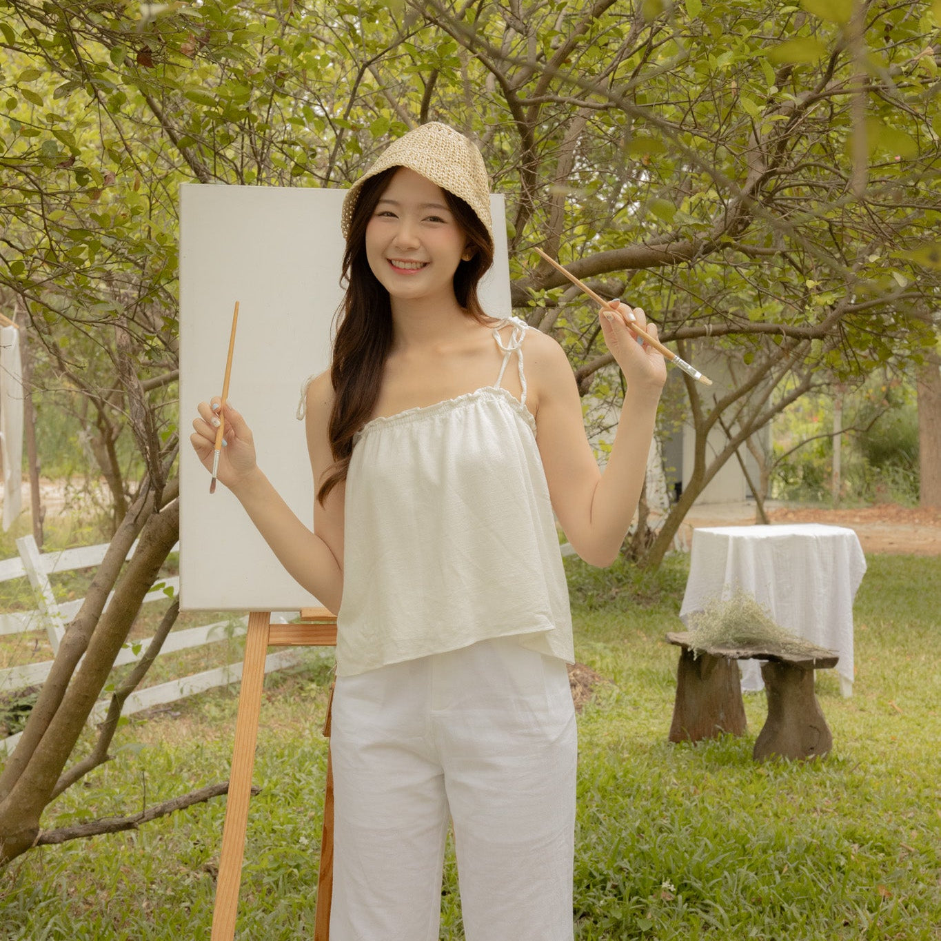 avocado - Linen Marlyn Singlet สายเดี่ยวผ้าลินิน