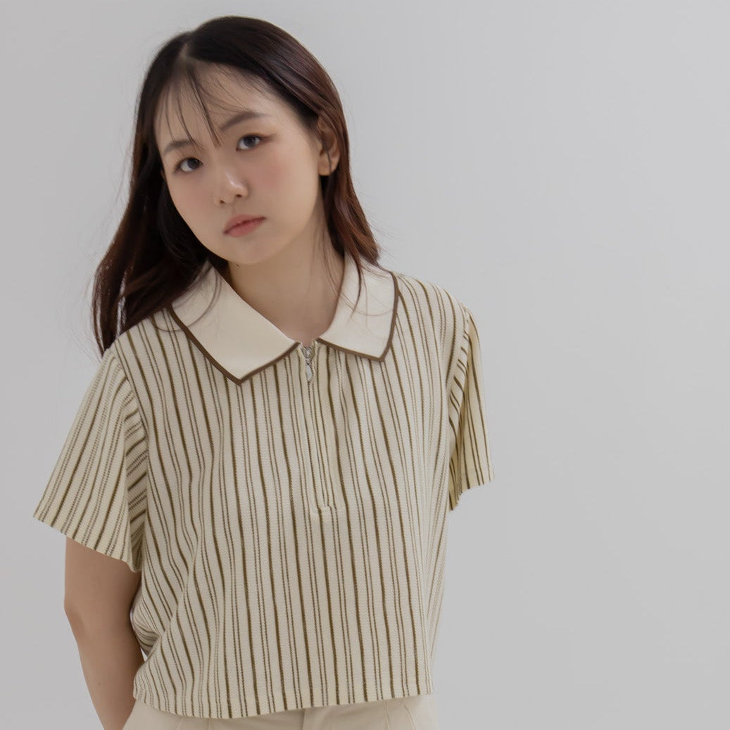 avocado - Hershey Polo Crop เสื้อโปโลทรงครอปผ้า waffle