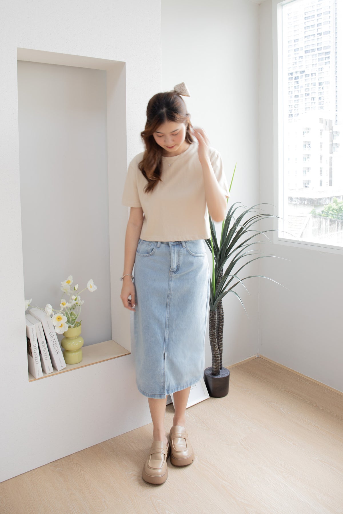 avocado - Miami Midi Skirt กระโปรงยาว ยีนส์แท้ 100%