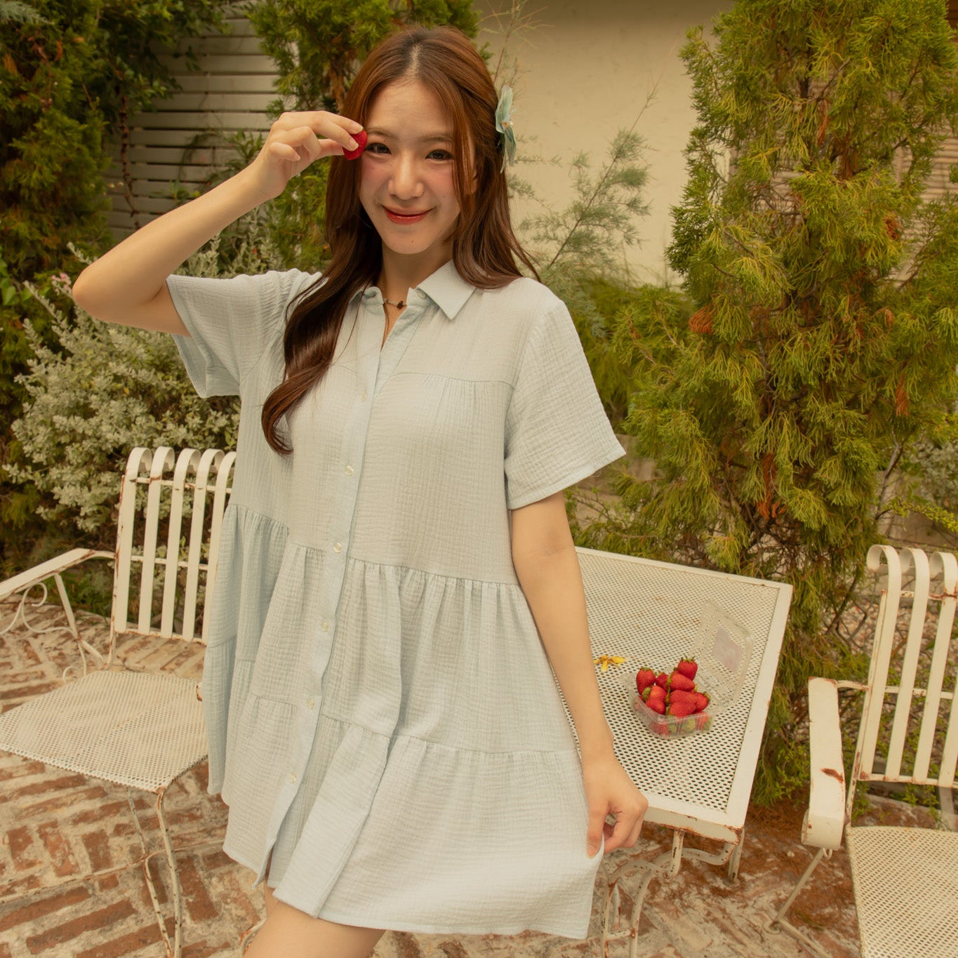 avocado - Anthony Salu Dress เดรสคอปกผ้าสาลูทั้งตัว