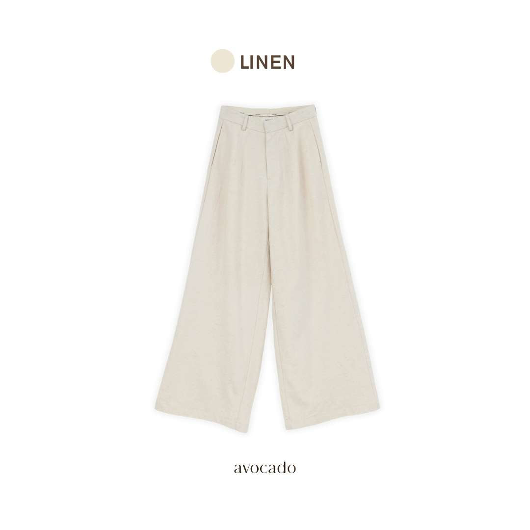 avocado - Humble Trousers กางเกงขายาวเนื้อผ้าลินินผสม ทรงกระบอกตรง
