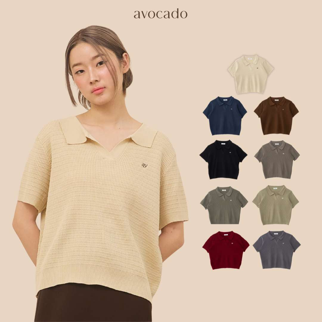 avocado - Lunar Polo Tops เสื้อโปโลแขนสั้น ใส่สบาย ใส่ได้ทุกวัน I อกได้ถึง 52"