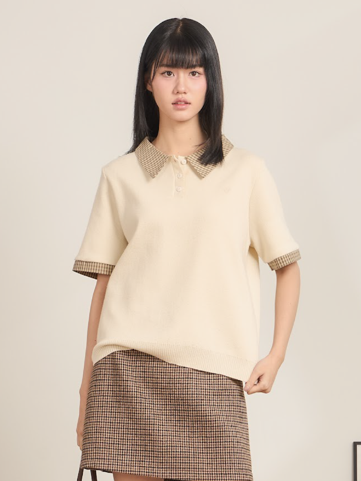 avocado - Ridery Polo Shirt เสื้อโปโลตกแต่งคอปกผ้าลายสก็อต