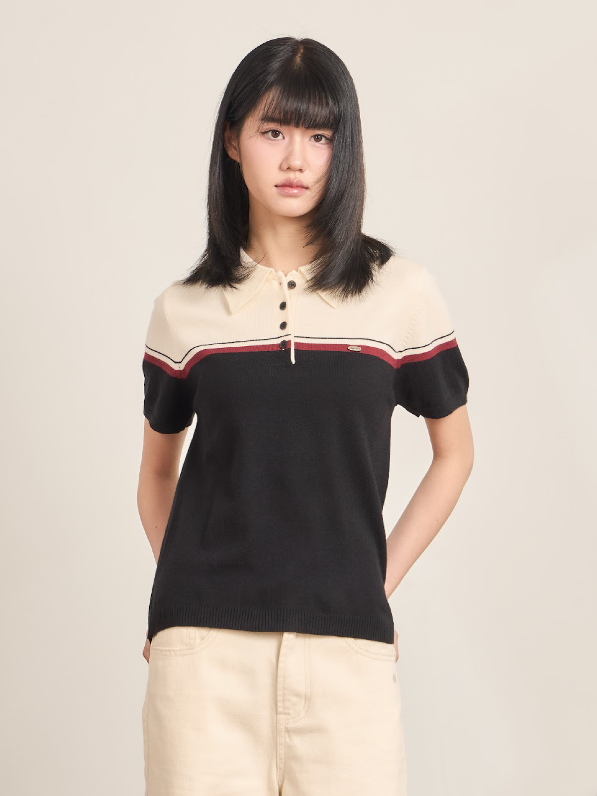 avocado -  Lira Knit Polo เสื้อโปโลคอกระดุมทูโทน