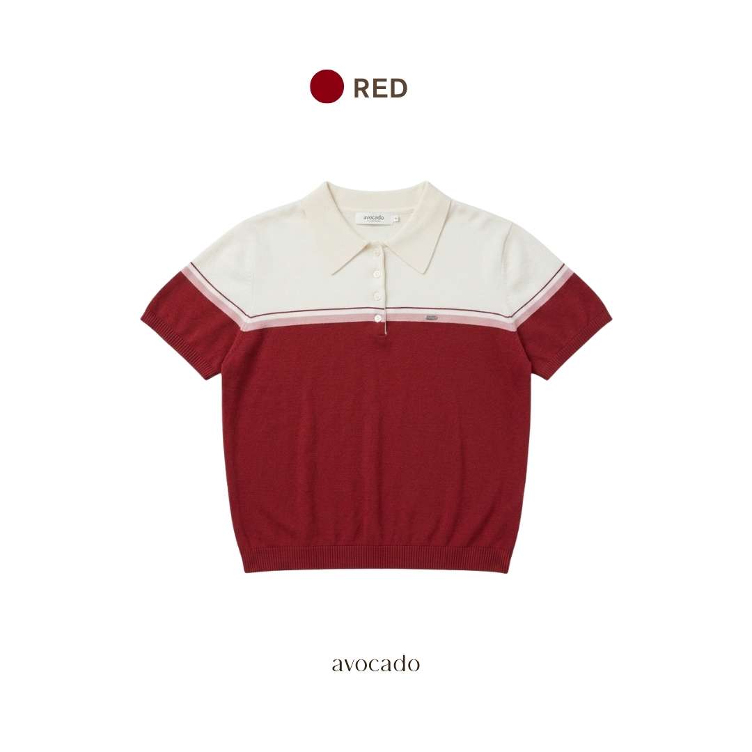 avocado -  Lira Knit Polo เสื้อโปโลคอกระดุมทูโทน