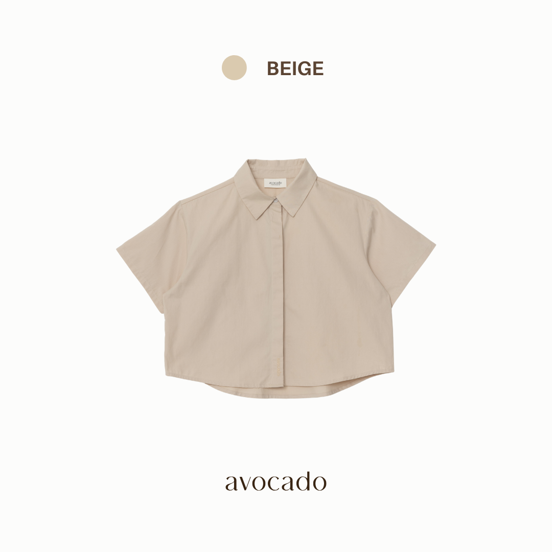avocado - Profy Cropped Shirt เสื้อเชิ้ตครอปแขนสั้น ผ้าฝ้าย 100%