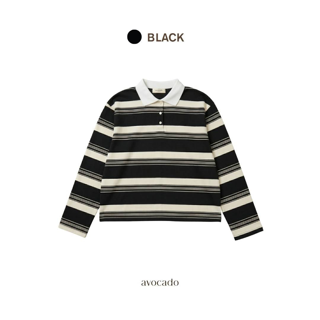 avocado - Greenville Sweater เสื้อสเวตเตอร์คอปก ลายทาง ผ้านุ่ม