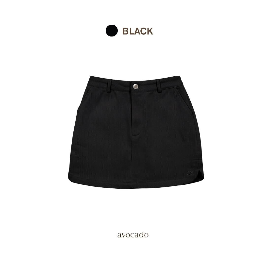avocado - Ringro Skirt กระโปรงยีนส์สั้น ชายกระโปรงโค้ง มีดีเทล แมตช์ง่าย